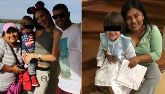 La familia de Natalie Vértiz y en la otra imagen está Rosmery con hijo de la modelo. | Foto: Instagram.