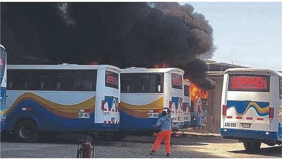 Un cortocircuito originó incendio en el interior de la empresa de transportes Eppo, en Piura 