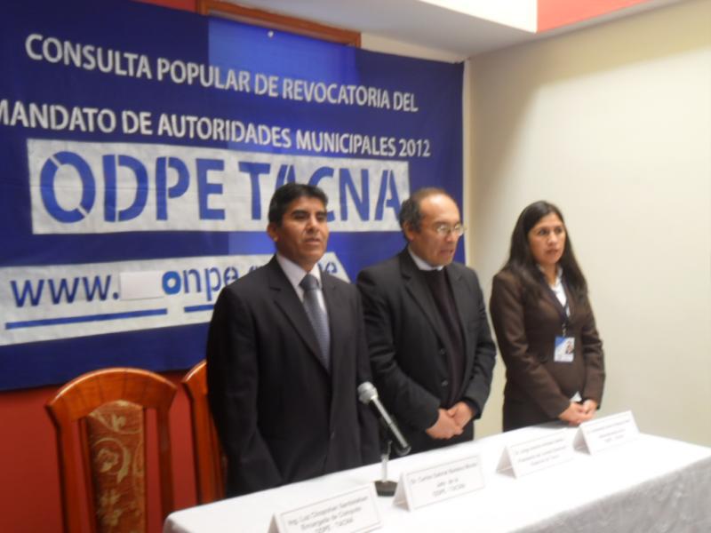 Odpe Tacna instala oficina para consulta de revocatoria