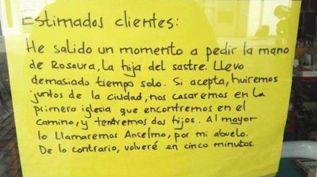 "Ahora vuelvo", descubre qué hay detrás de este cartel que es viral en redes