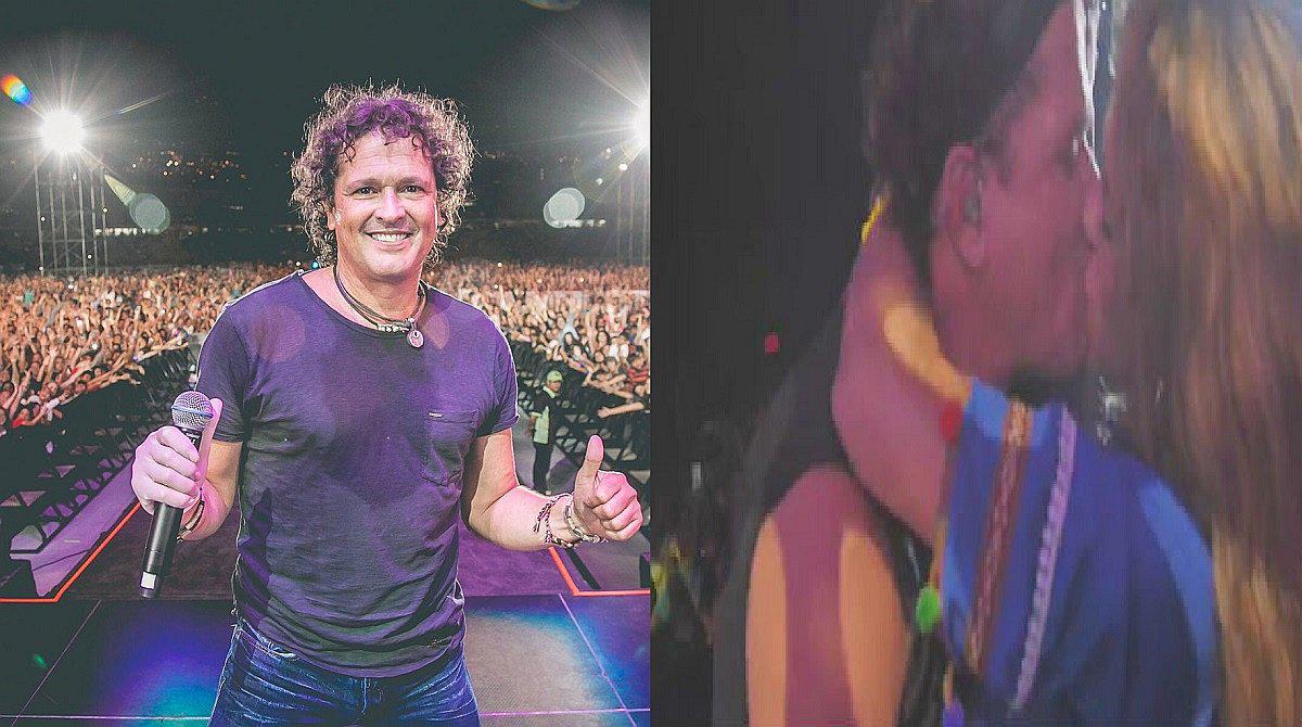 Carlos Vives: Fan burla seguridad y le da apasionado beso a cantante (VIDEO)