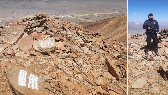El hito Nº 66 de la frontera con Chile está representado con un montículo de pedazos de roca