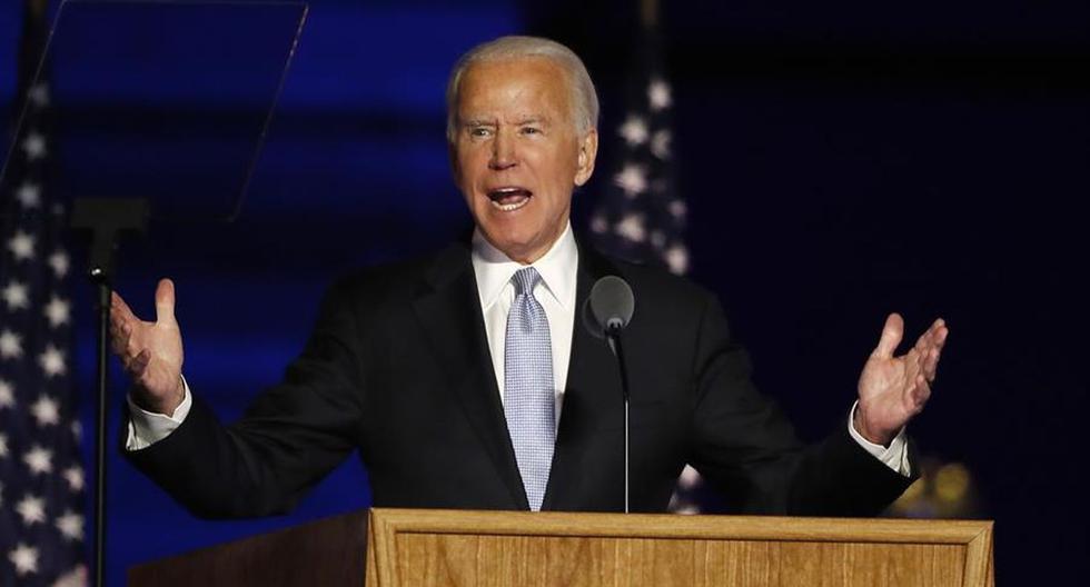 Imagen de archivo. Joe Biden pronuncia su discurso como presidente electo de Estados Unidos. (EFE/EPA/JIM LO SCALZO).