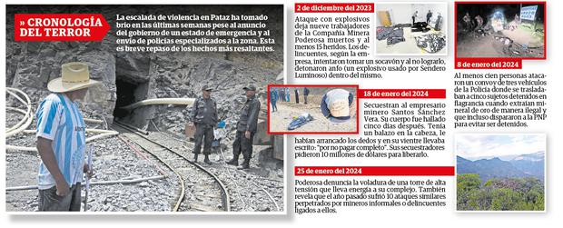 Estos son los últimos hechos de violencia cometidos por mineros informales o delincuentes asociados a ellos en Pataz.