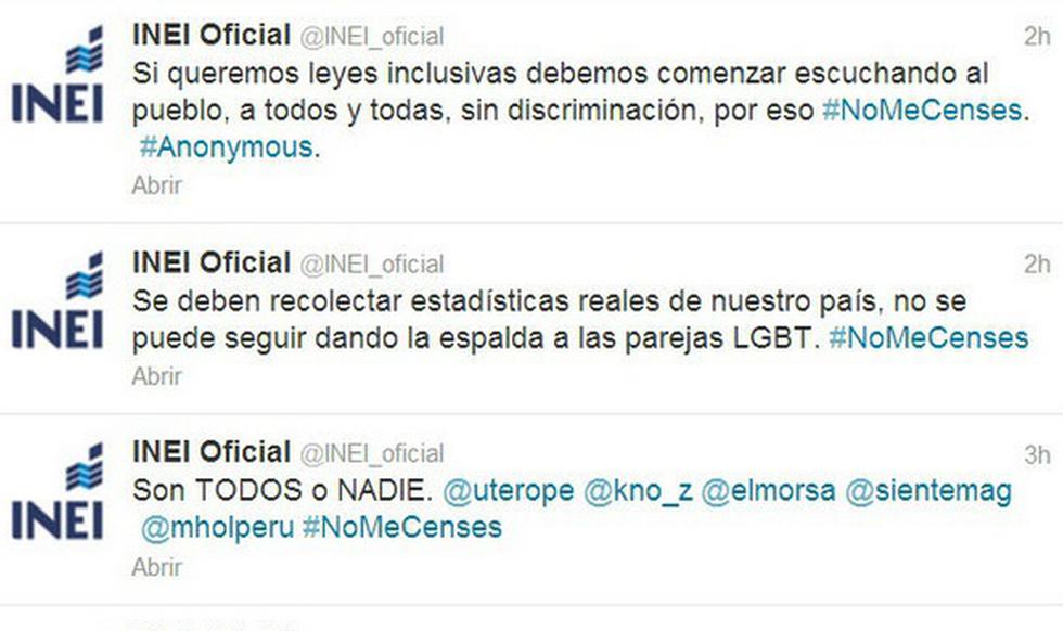 Hackean y 'trollean' cuenta de Twitter del INEI por no incluir a homosexuales en censo