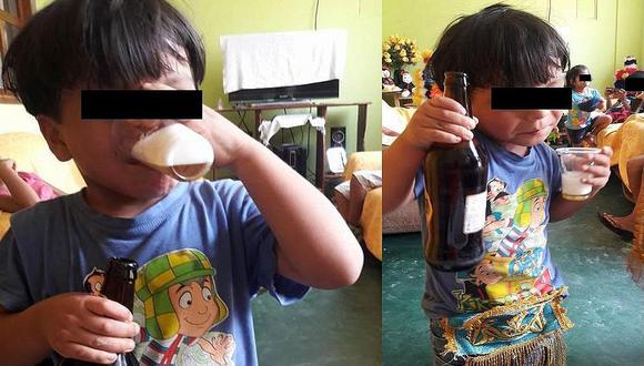 Huánuco: usuarios indignados por fotos de niño tomando cerveza