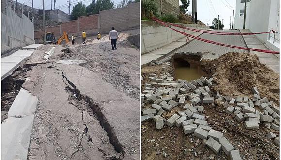 ​Rotura de tubería originó el colapso de una calle en Cerro Colorado