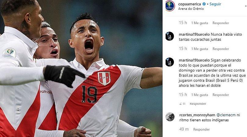 Indignación causa insultos a peruanos en cuenta de Instagram de la Copa América (FOTOS)
