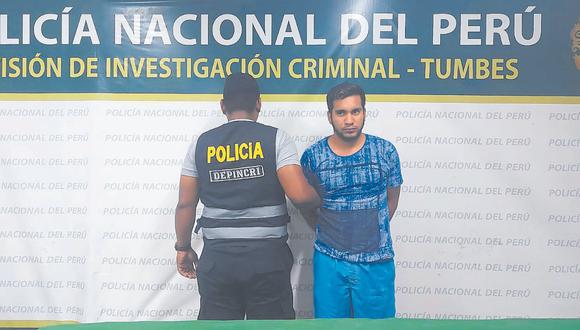 Víctor Agustín Marchán Olaya fue denunciado por un empresario a quien le venía exigiendo dinero para no atentar contra su vida. La Policía Nacional le encontró 400 soles en su poder.