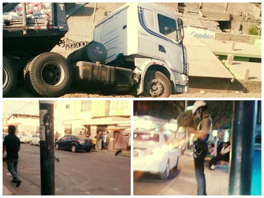 ​Desde WhatsApp: Camión casi cae de puente en Chimbote