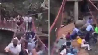 Puente colgante se cae en su reinauguración en Cuernavaca y deja 25 heridos (VIDEO)