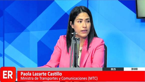 Ministra de Transportes y Comunicaciones Paola Lazarte Castillo. (Foto: Difusión)