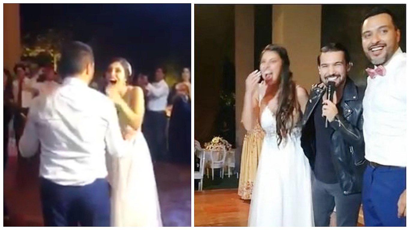 Ezio Oliva sorprendió a recién casada al aparecer cantando en su boda (VIDEO)