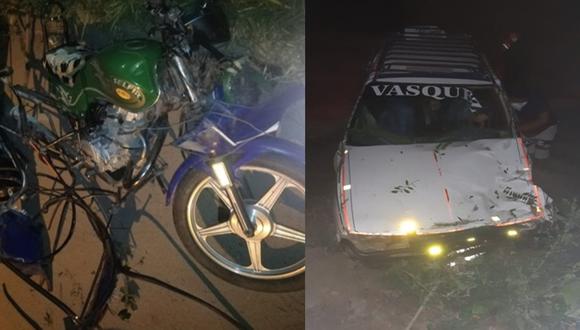 Lambayeque: Choque frontal entre automóvil y mototaxi deja una niña de tres años fallecida y tres heridos de gravedad. (Foto PNP)