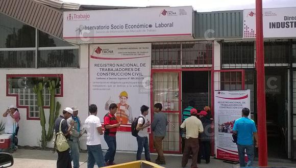 Tacna: Cerca de 6,000 obreros serán inscritos en registro de Trabajadores de Construcción Civil