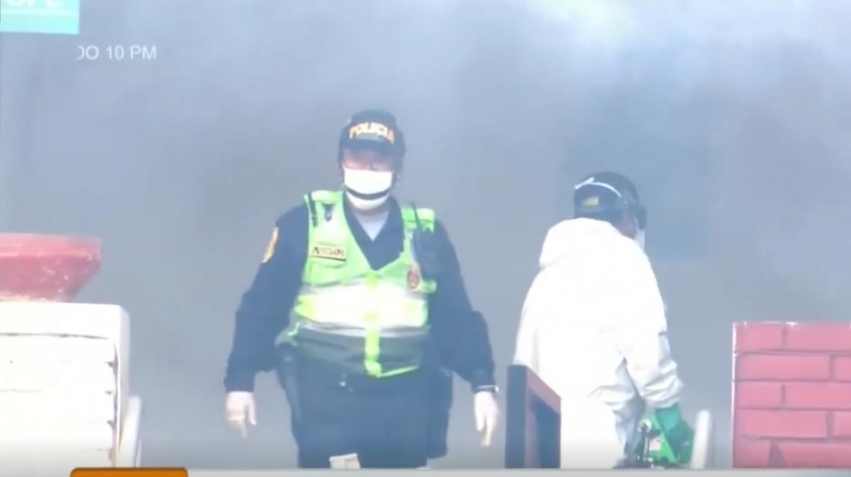 La comisaría de Apolo fue desinfectada. (Foto: Captura/ATV+)