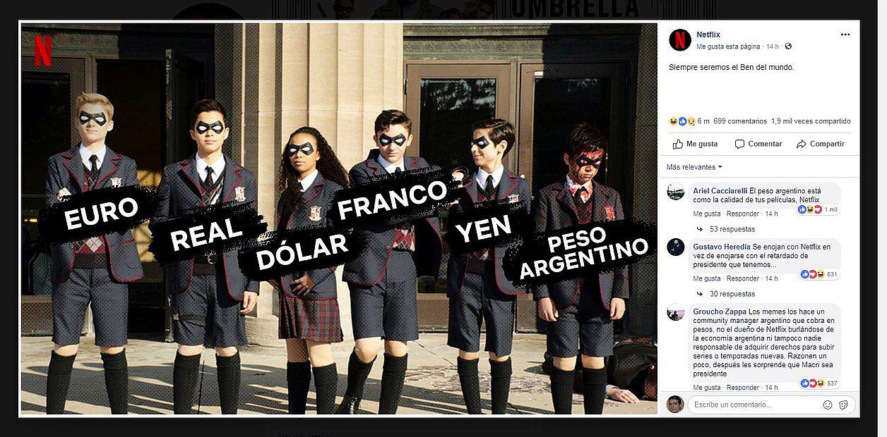 Meme de Netflix sobre la devaluación del peso argentino inquieta a las redes sociales (FOTO)