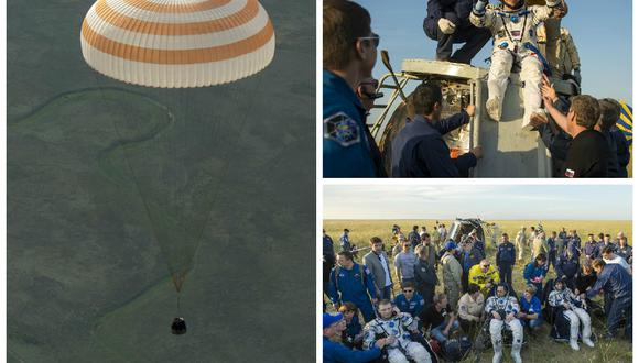 Tres cosmonautas de la Estación Espacial Internacional regresan a la Tierra