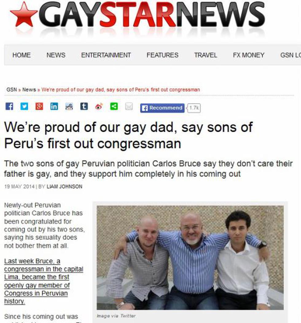 Carlos Bruce: Así informaron portales gays sobre su revelación