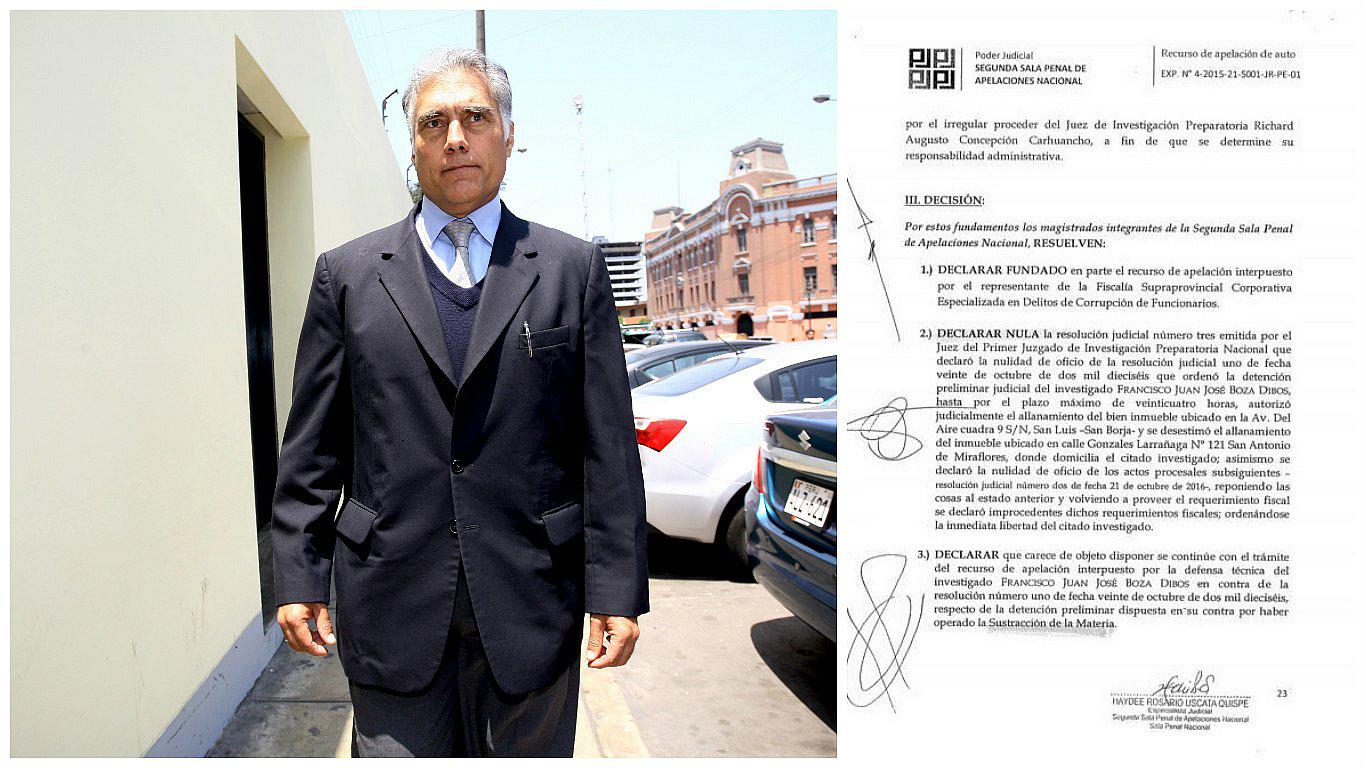 PJ anula resolución que ordenó libertad de Francisco Boza