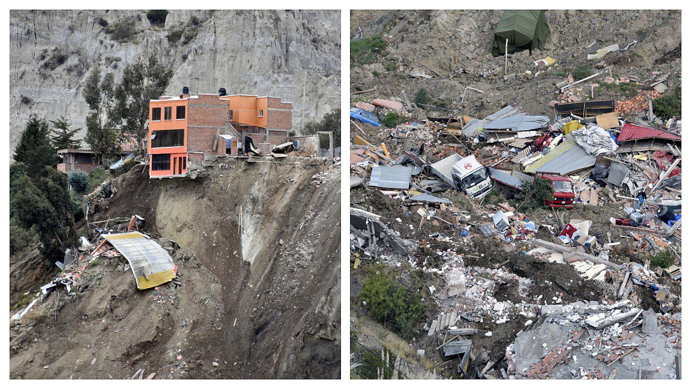 ​Bolivia: lluvias provocaron deslizamiento de tierra que destruyó varias casas (VIDEO)