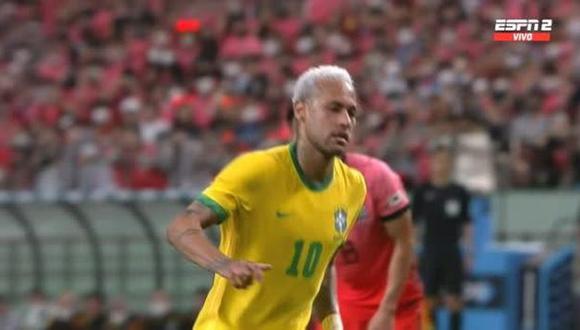 Gol de Neymar para el 2-1 del Brasil vs. Corea del Sur en amistoso a Qatar 2022. (Foto: ESPN)