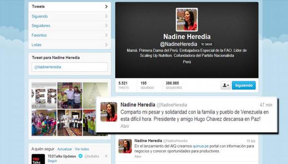 Nadine: "¡Presidente y amigo Hugo Chávez descansa en Paz!"