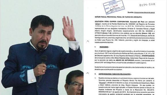 ​Southern denunció a gobernador Cáceres Llica por abuso de autoridad