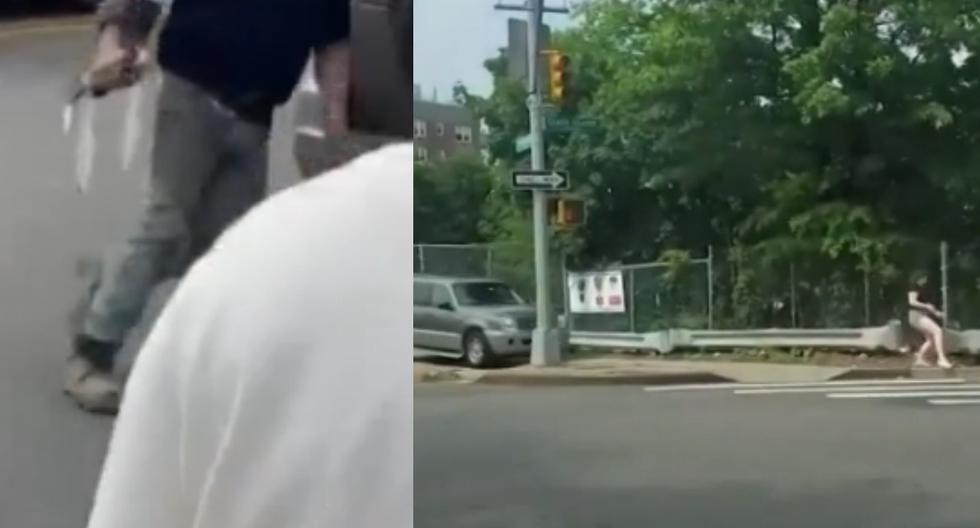Hombre amenazó a protestantes y luego quiso atropellarlos en el distrito de Queens en Nueva York. La policía viene investigando el hecho. (Captura de video/YouTube/NBC New York).
