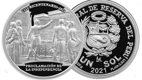 La nueva moneda de plata alusiva a la Proclamación de la Independencia entró en circulación desde hoy martes 27 de julio. (Foto: BCR)