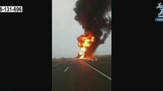 Chincha: Camión cisterna que transportaba combustible se incendió en la Panamericana Sur