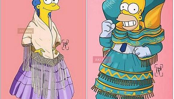 Facebook: Simpson vestidos con trajes de morenada son sensación