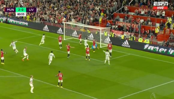 Manchester United encontró el gol que le permite soñar con el empate. Foto: Captura de pantalla de ESPN.