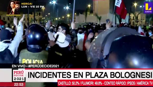 Incidentes en la Plaza Bolognesi. | Foto: Latina TV.