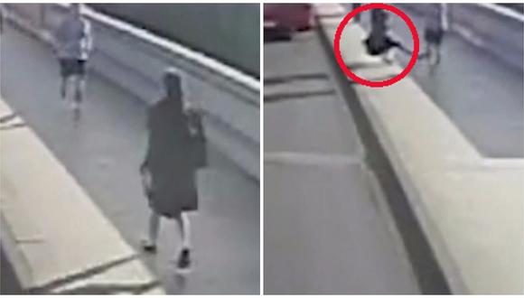 YouTube: corredor empuja a mujer a la carretera cuando pasaba un autobús (VIDEO)