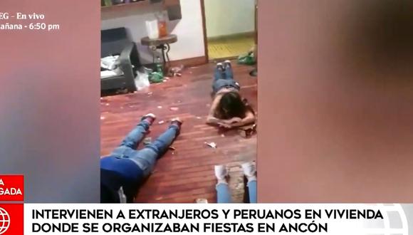 Ciudadanos extranjeros fueron intervenidos esta madrugada en una casa de playa, en Ancón. (Foto captura: América Noticias)