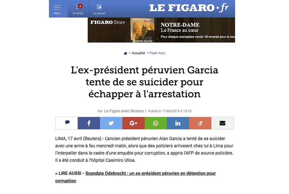 Así informa la prensa internacional sobre el estado de Alan García tras dispararse (FOTOS)