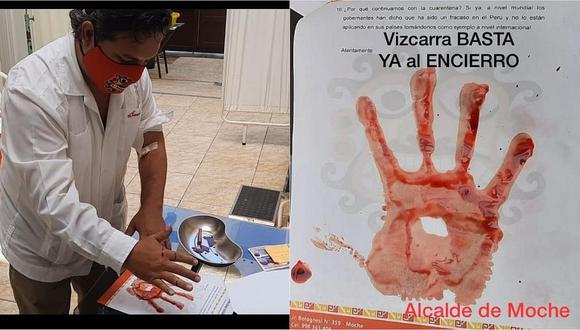 Alcalde de Moche le envía carta a Martín Vizcarra y la firma con su sangre 