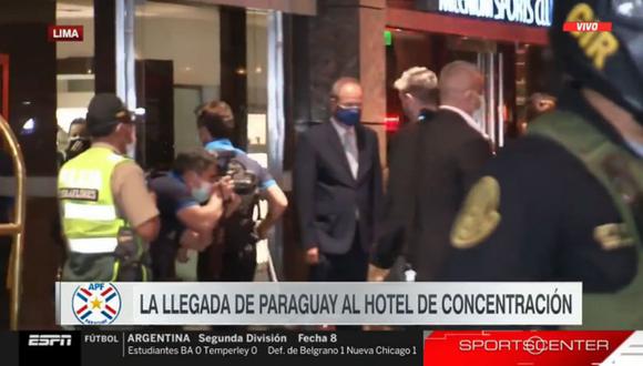 Paraguay llegó a Lima para medirse a la selección peruana. (Foto: Captura de ESPN)