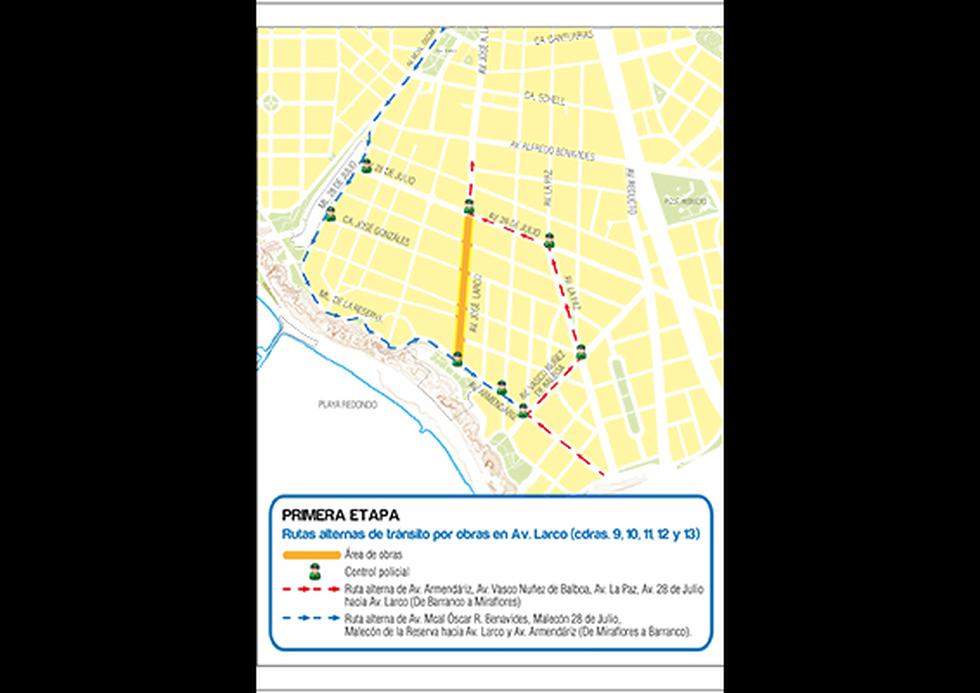 Estas son las rutas alternas por el cierre de la avenida Larco