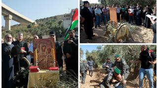 Decenas de cristianos palestinos protestan contra muro de separación de Israel (FOTOS)