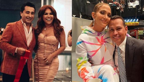 Magaly Medina compara el fin de su relación con Alfredo Zambrano con la de Jennifer López y Alex Rodríguez. (Foto: Composición/Instagram)