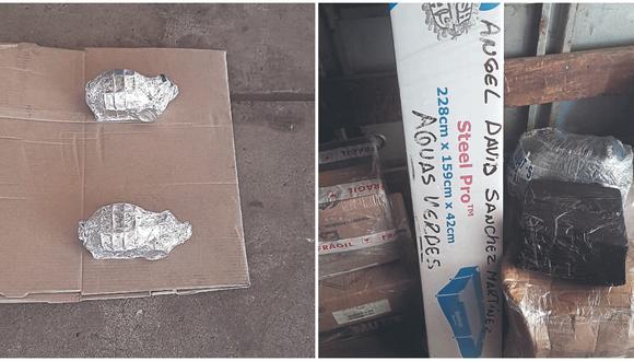 Al revisar el paquete, el personal policial halló los artefactos explosivos camuflados entre ropa.