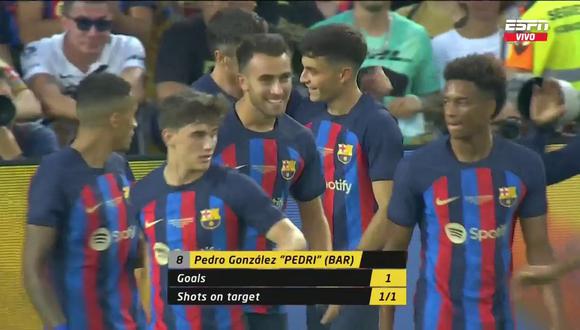 Pedri anotó el segundo gol para Barcelona ante Pumas por el Torneo Joan Gamper. (Foto: ESPN)