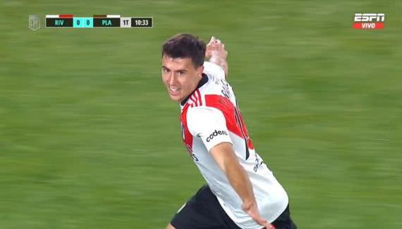 Gol de José Paradela para el 1-0 de River Plate vs. Platense. (Captura: ESPN)