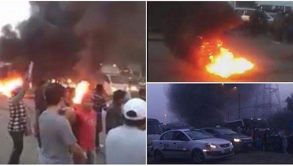 Vecinos queman llantas y bloquean Carretera Central exigiendo muros de contención (VIDEO)