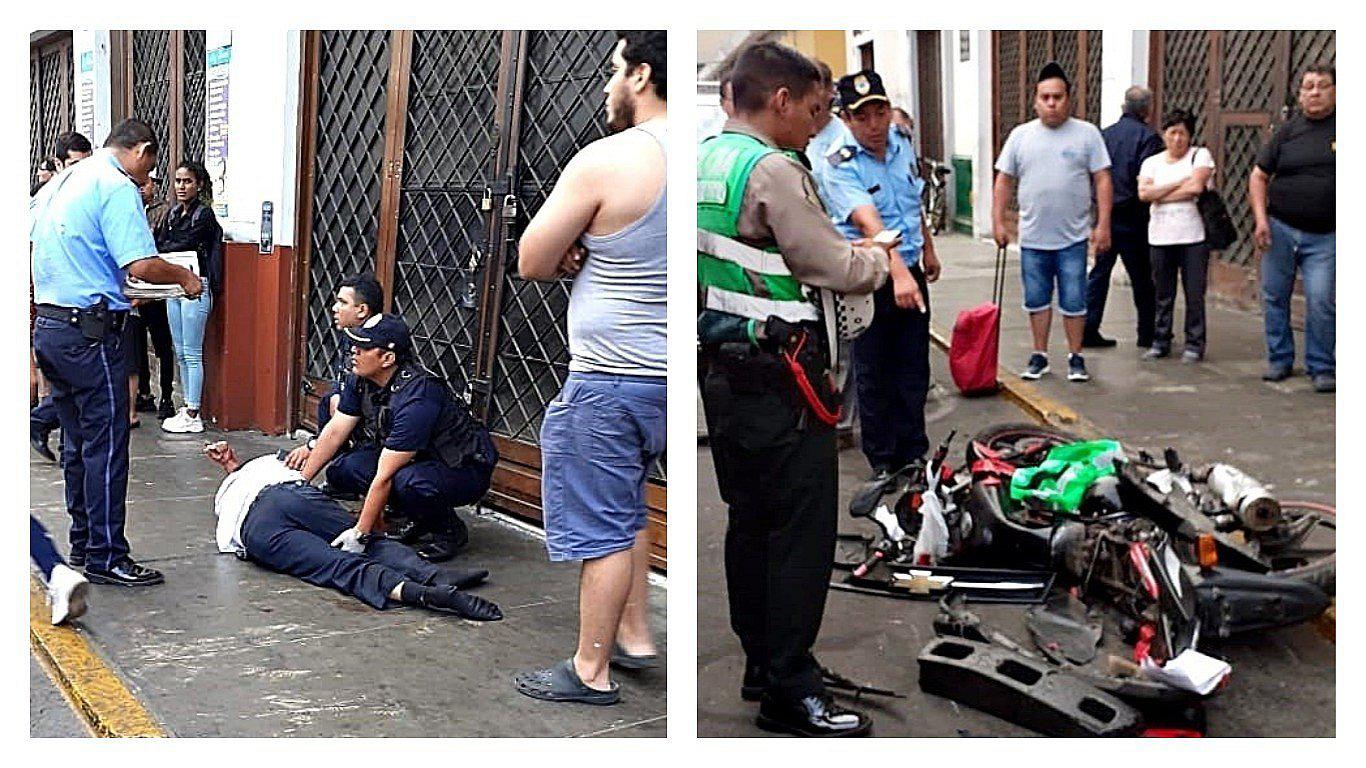 Policía se fractura la pierna tras un aparatoso accidente en Trujillo