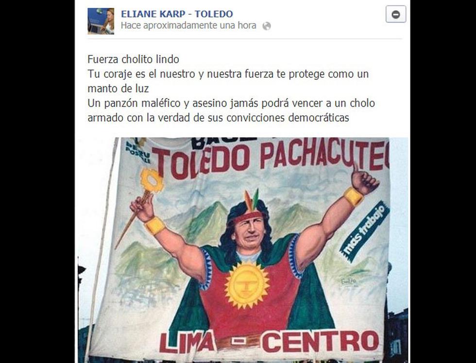 Eliane Karp defiende a Toledo y tilda a Alan García de "panzón maléfico"