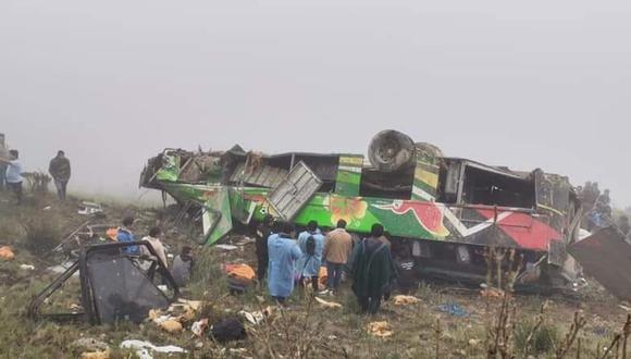 Accidente de tránsito se registró en la ruta Tayabmaba-Huancaspata, en el ande liberteño. El ómnibus iba con destino a la ciudad de Trujillo.