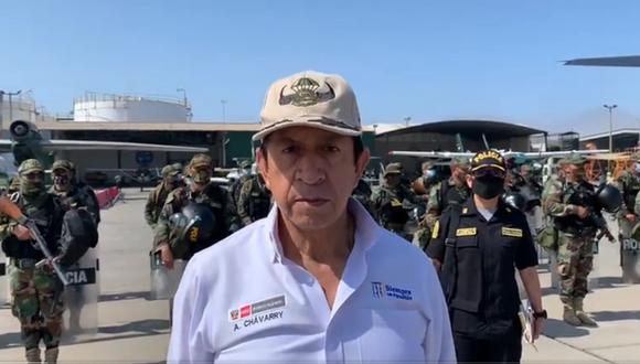 Ministro del Interior viaja con contingente policial Dinoes a la región de Ica para restablecer el orden tras bloqueos en la Panamericana Sur. (Captura: Mininter)